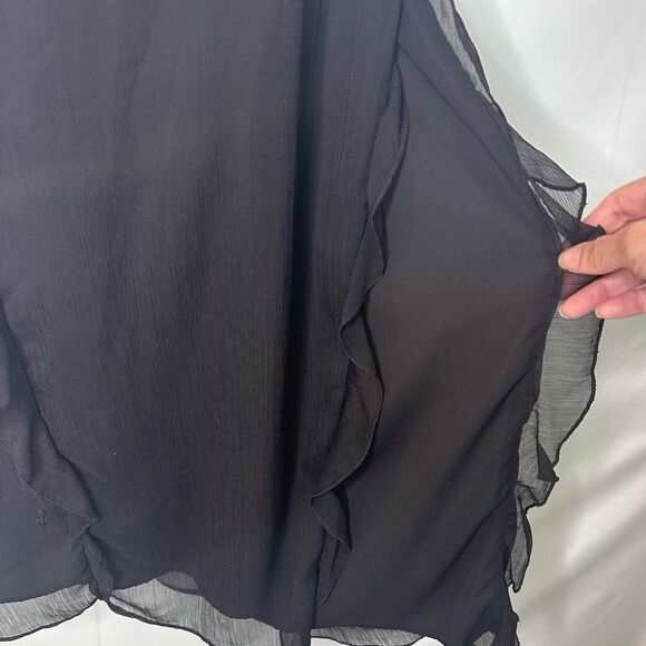 Future Collective Asymmetrical Black Ruffle Maxi Skirt Size 12 - Picture 8 of 12